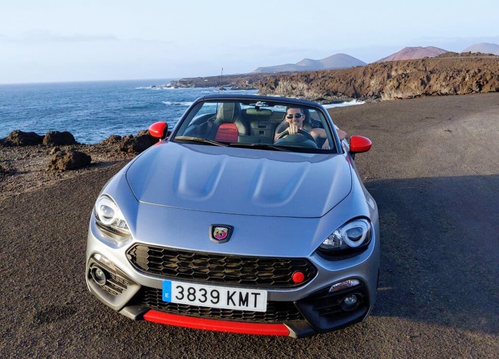 Andrew driving a Fiat Spyder Abarth in Lanzarote