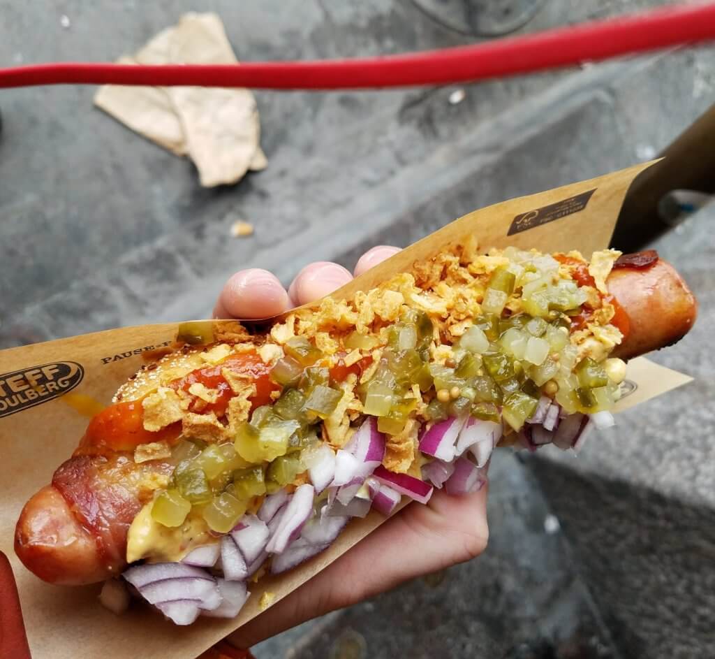 A hotdog is a great reward for a successful 24 hours in Copenhagen